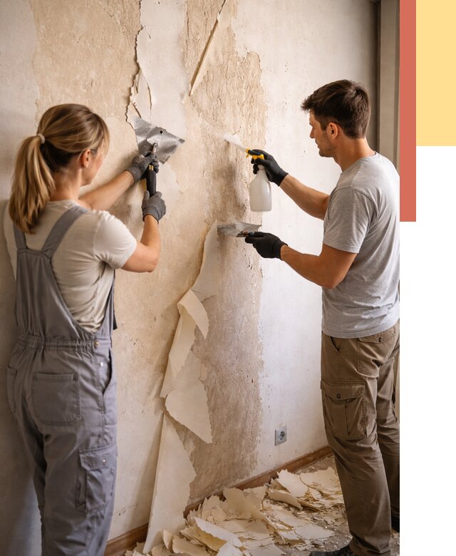 Снятие старых обоев в Кимрах от 5480 руб. под ключ недорого | ОТДЕЛОЧНИК-Кмы