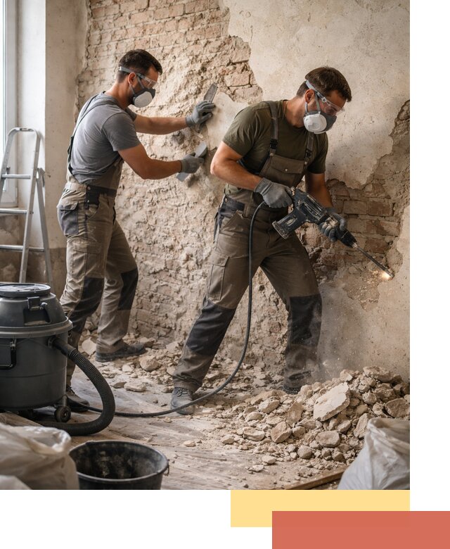 Демонтаж штукатурки со стен в Кимрах быстро и аккуратно