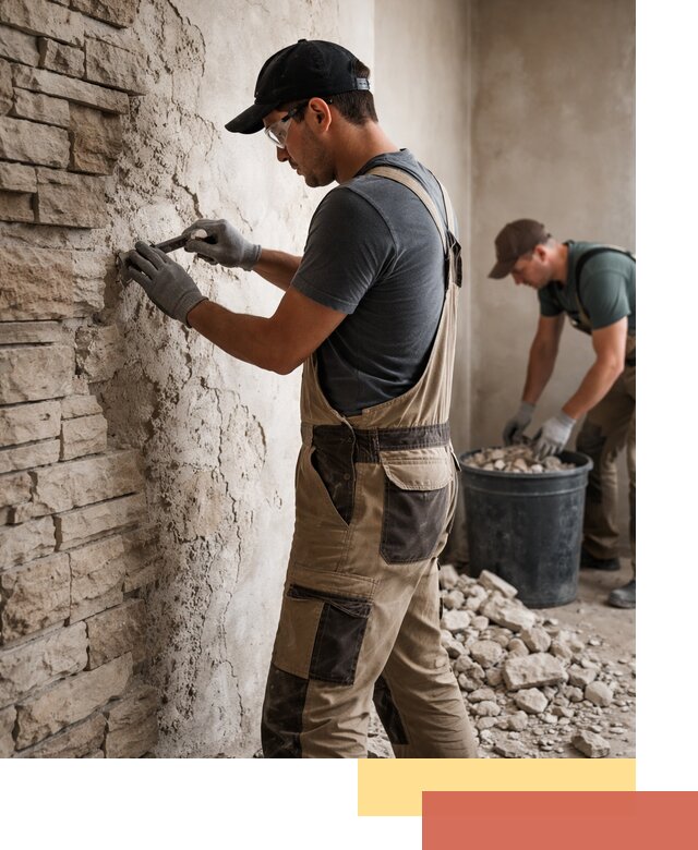 Демонтаж декоративного камня в Кимрах профессионально и безопасно