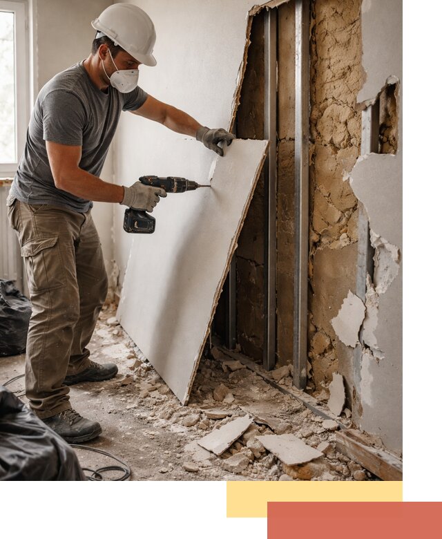 Демонтаж гипсокартона со стен в Кимрах качественно и быстро