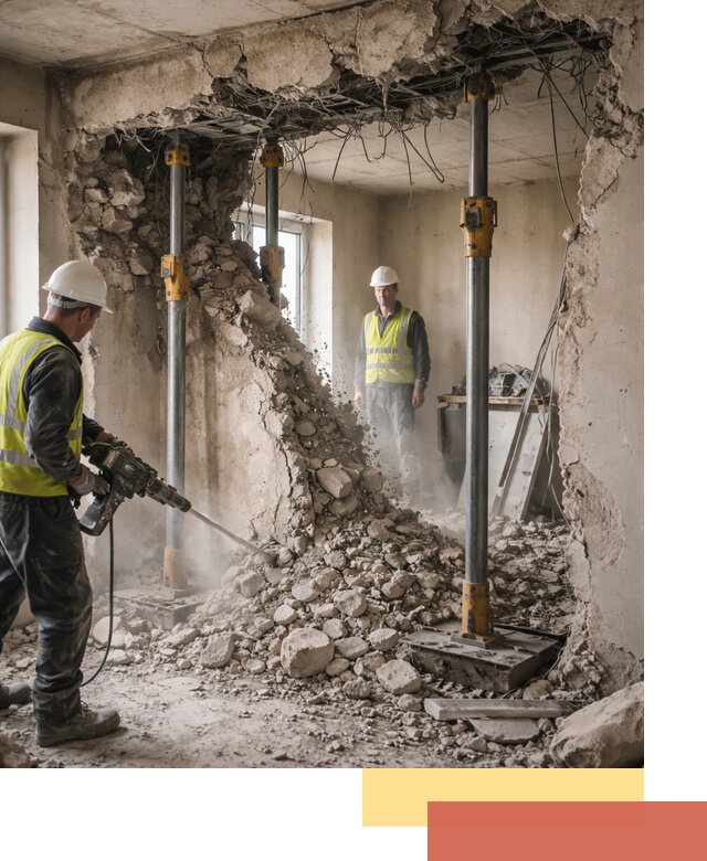 Снос несущих стен в Кимрах с гарантией безопасности и качества