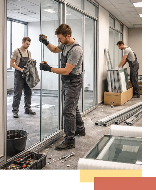 Демонтаж стеклянных перегородок в Кимрах быстро и безопасно