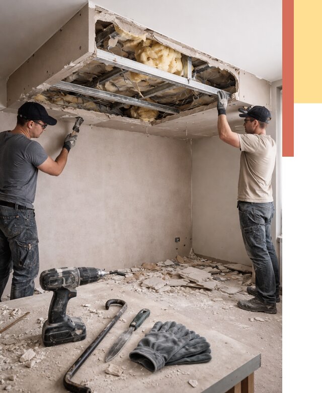 Демонтаж короба из гипсокартона в Кимрах от 1587 руб. — быстро и недорого | ОТДЕЛОЧНИК-Кмы