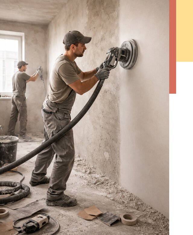 Шлифовка стен в Кимрах от 1253 руб/м2 — быстро и недорого | ОТДЕЛОЧНИК-Кмы