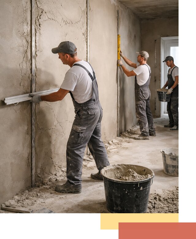 Штукатурка стен по маякам в Кимрах — точная и ровная поверхность