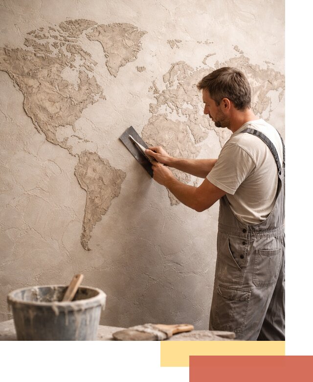 Декоративная штукатурка «Карта мира» под ключ в Кимрах