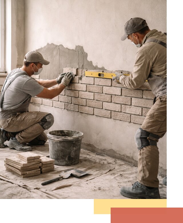 Монтаж декоративного кирпича профессионально в Кимрах