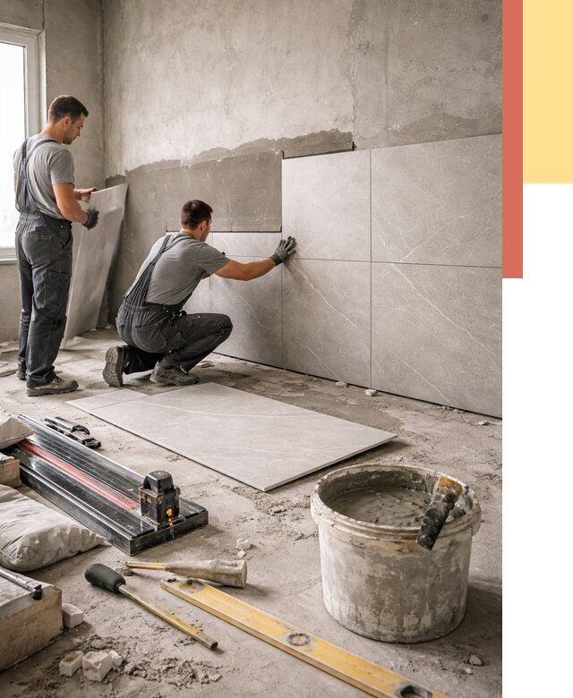 Облицовка стен керамогранитом в Кимрах от 4384 руб./м² — услуги под ключ | ОТДЕЛОЧНИК-Кмы