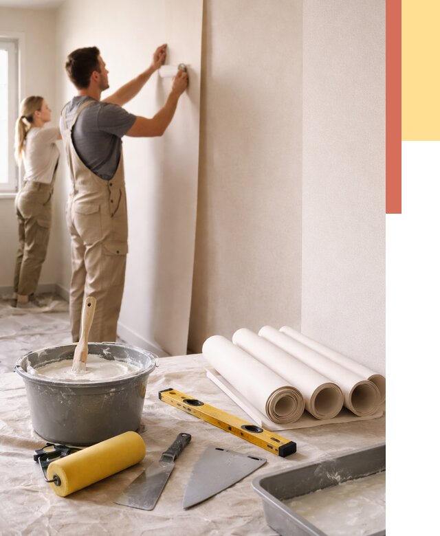 Поклейка бумажных обоев в Кимрах от 5741 руб./м2 — быстро и недорого | ОТДЕЛОЧНИК-Кмы