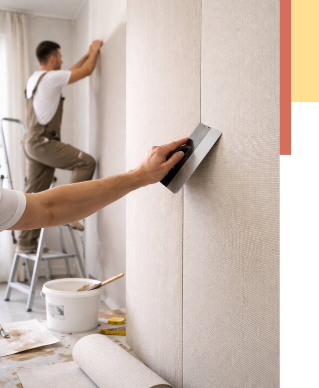 Поклейка текстильных обоев в Кимрах от 4698 руб. под ключ | ОТДЕЛОЧНИК-Кмы