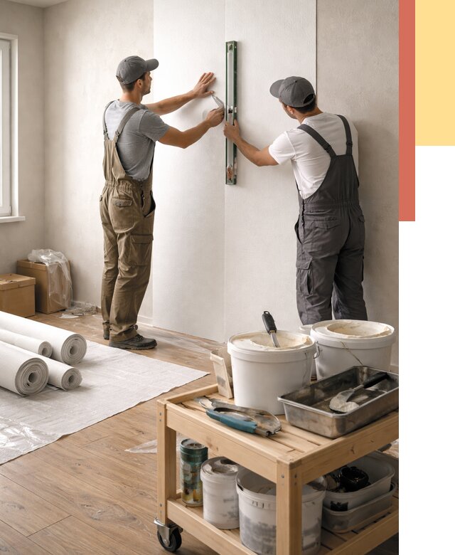 Поклейка стеклообоев в Кимрах от 6785 руб. за м2 — быстро и недорого | ОТДЕЛОЧНИК-Кмы