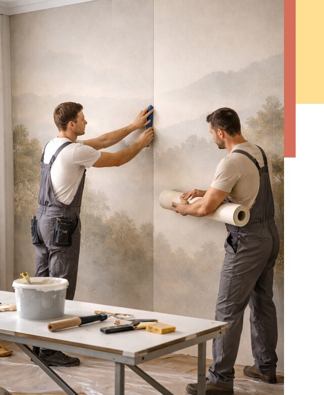 Поклейка фотообоев в Кимрах от 8873 руб/м² — быстро и недорого | ОТДЕЛОЧНИК-Кмы