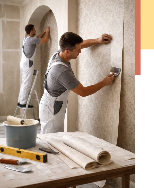 Поклейка обоев на сложные стены в Кимрах от 2923 руб. под ключ | ОТДЕЛОЧНИК-Кмы