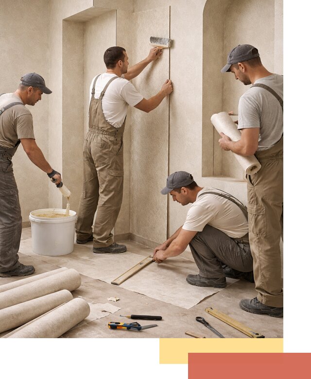 Поклейка обоев на сложные стены и неровные поверхности в Кимрах