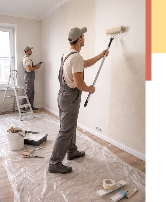 Покраска стен акриловой краской в Кимрах от 3654 руб./м² — быстро и недорого | ОТДЕЛОЧНИК-Кмы