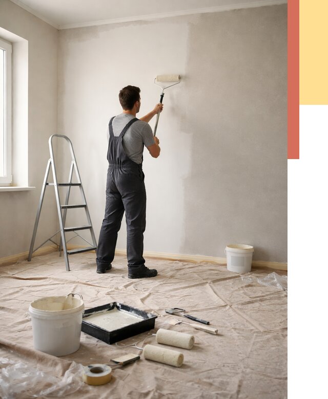 Покраска стен моющейся краской в Кимрах от 365 руб./м² — быстро и недорого | ОТДЕЛОЧНИК-Кмы