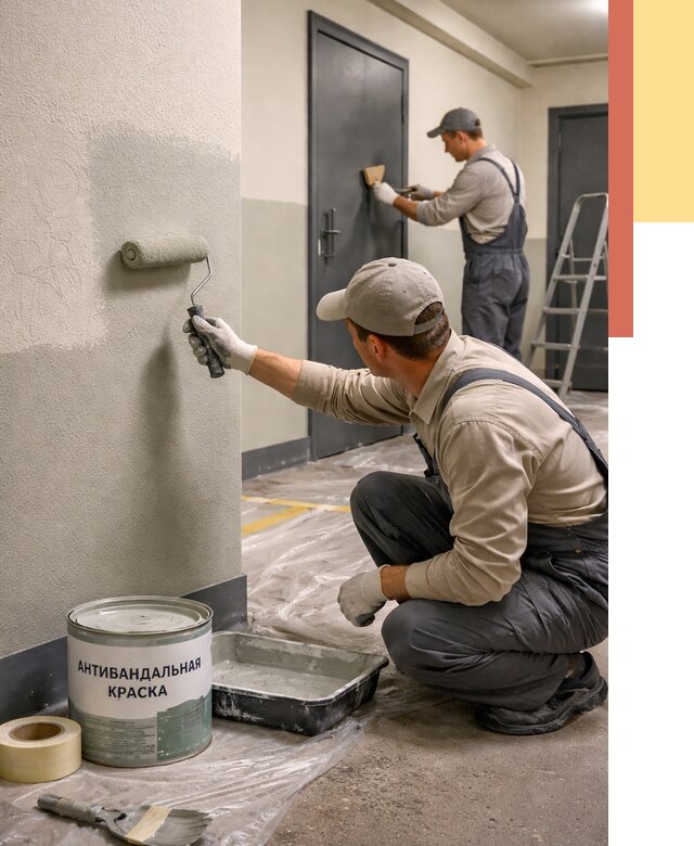 Покраска стен антивандальной краской в Кимрах от 4698 руб./м² под ключ | ОТДЕЛОЧНИК-Кмы