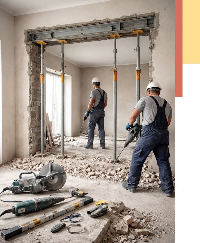 Прорезка проема в стене в Кимрах от 4698 руб. — быстро и недорого | ОТДЕЛОЧНИК-Кмы