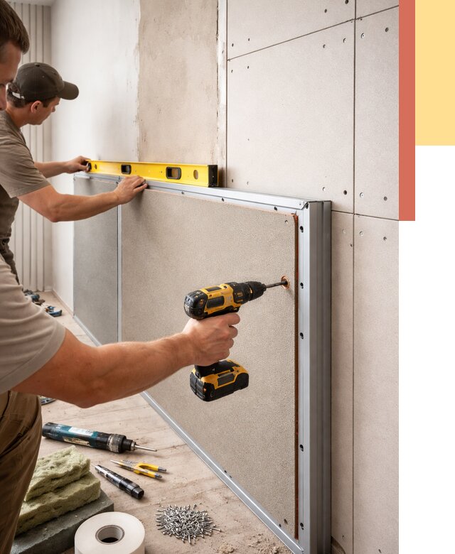 Шумоизоляция стен панелями ЗИПС в Кимрах от 2297 руб./м² под ключ | ОТДЕЛОЧНИК-Кмы