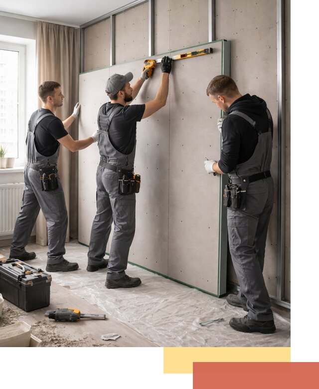 Шумоизоляция стен панелями ЗИПС в Кимрах для жилых и коммерческих помещений