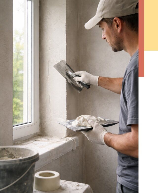 Штукатурка откосов в Кимрах от 4698 руб/м² — услуги и выравнивание под ключ | ОТДЕЛОЧНИК-Кмы