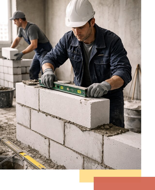 Кладка перегородок из пеноблока под ключ в Кимрах