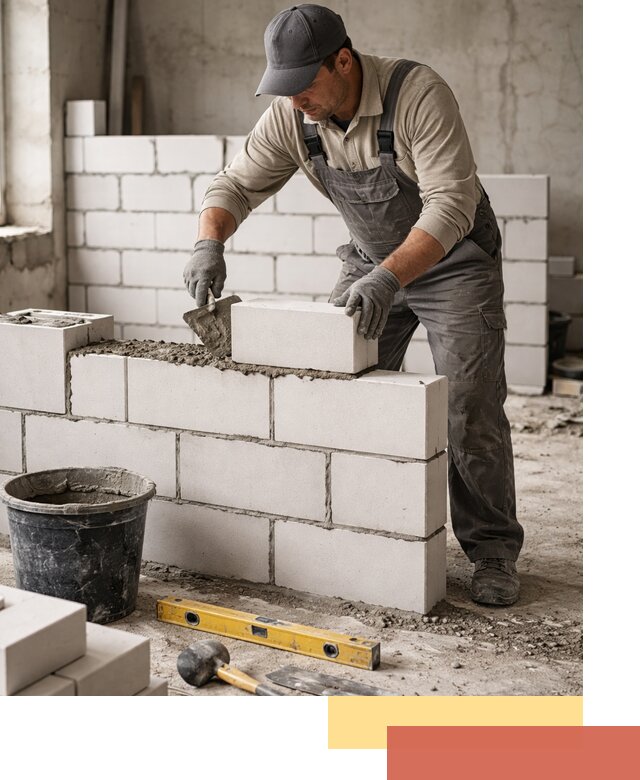 Кладка перегородок из силикатного блока в Кимрах