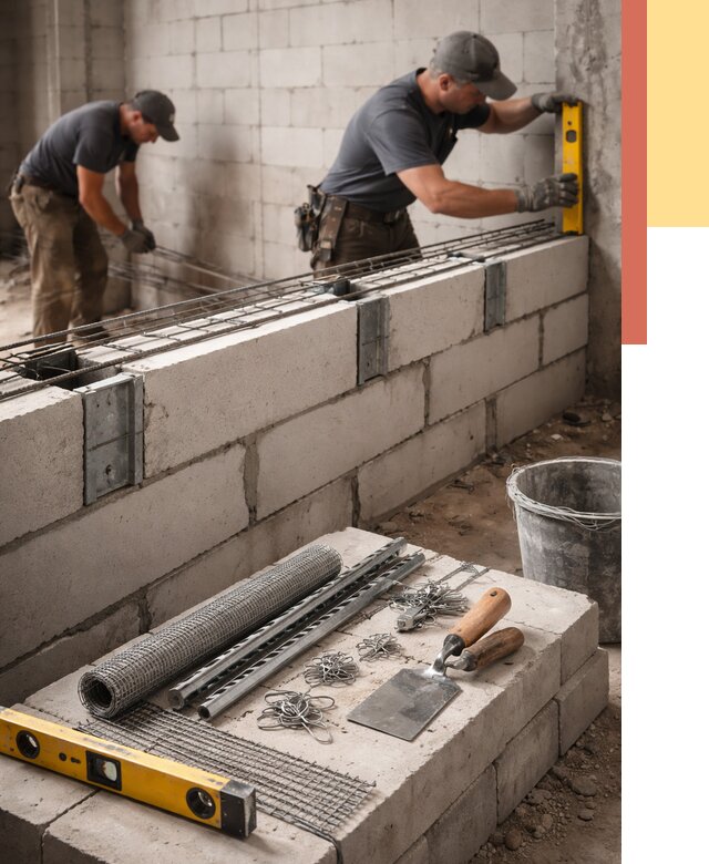 Армирование кладки перегородок в Кимрах от 783 руб. под ключ | ОТДЕЛОЧНИК-Кмы