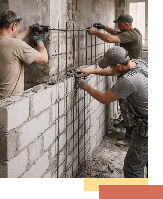 Армирование кладки перегородок в Кимрах профессионально и надёжно
