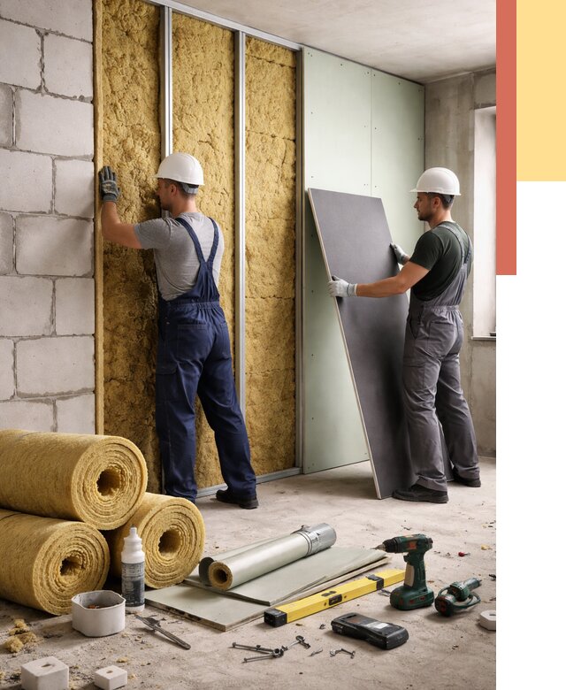 Шумоизоляция перегородок из блоков в Кимрах от 1931 руб./м² — быстро и недорого | ОТДЕЛОЧНИК-Кмы