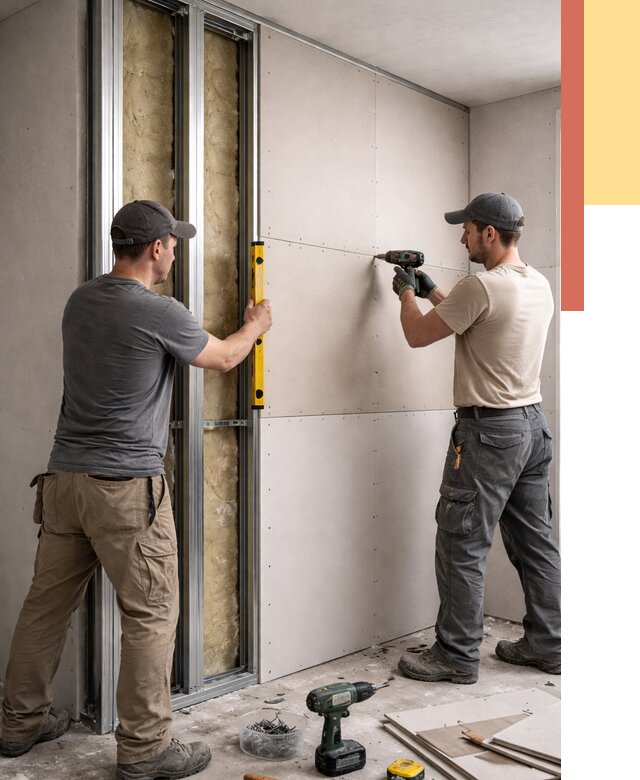 Монтаж двухслойной перегородки из гипсокартона в Кимрах от 1514 руб. | ОТДЕЛОЧНИК-Кмы