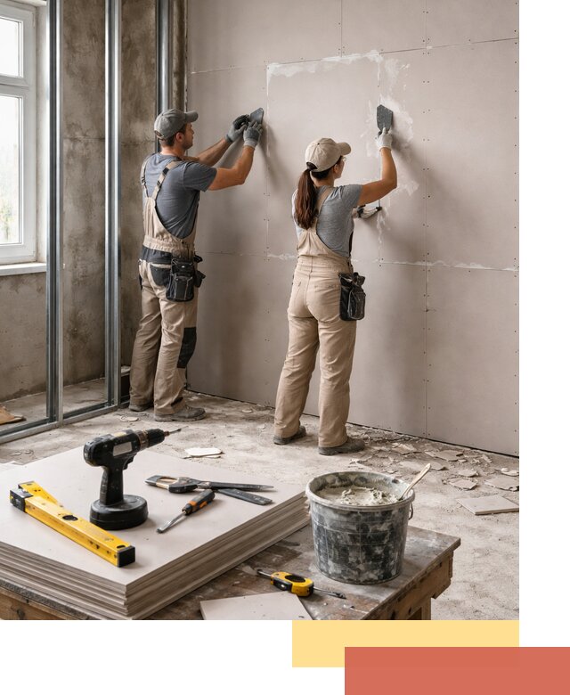 Монтаж двухслойной перегородки из гипсокартона в Кимрах