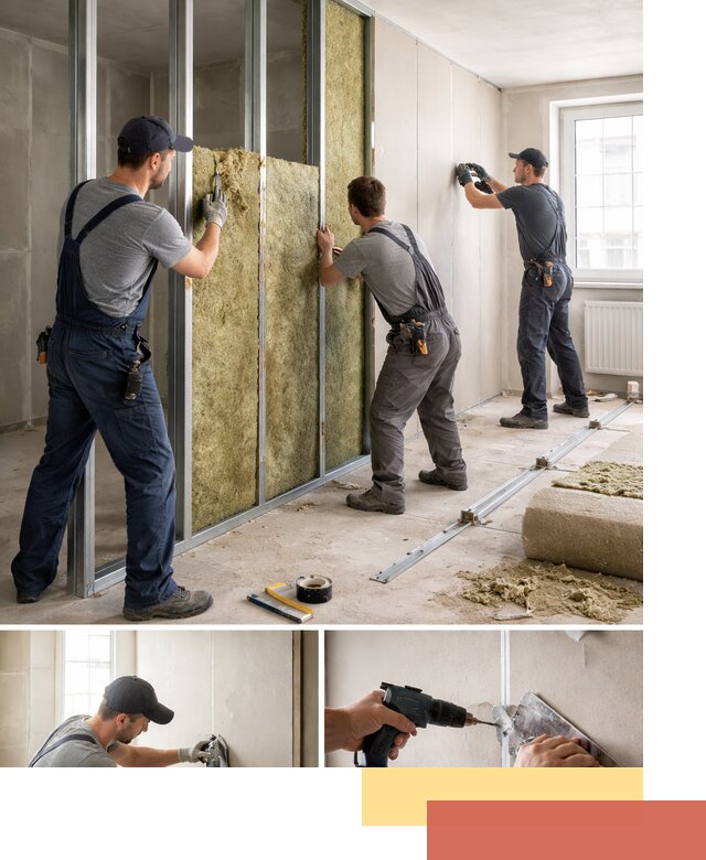 Перегородка из гипсокартона с шумоизоляцией в Кимрах — монтаж под ключ