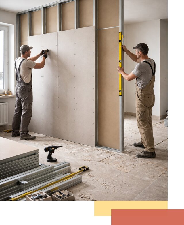 Зонирующая перегородка из гипсокартона под ключ в Кимрах