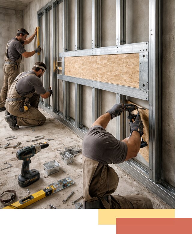 Усиленная перегородка для крепления тяжёлых конструкций в Кимрах