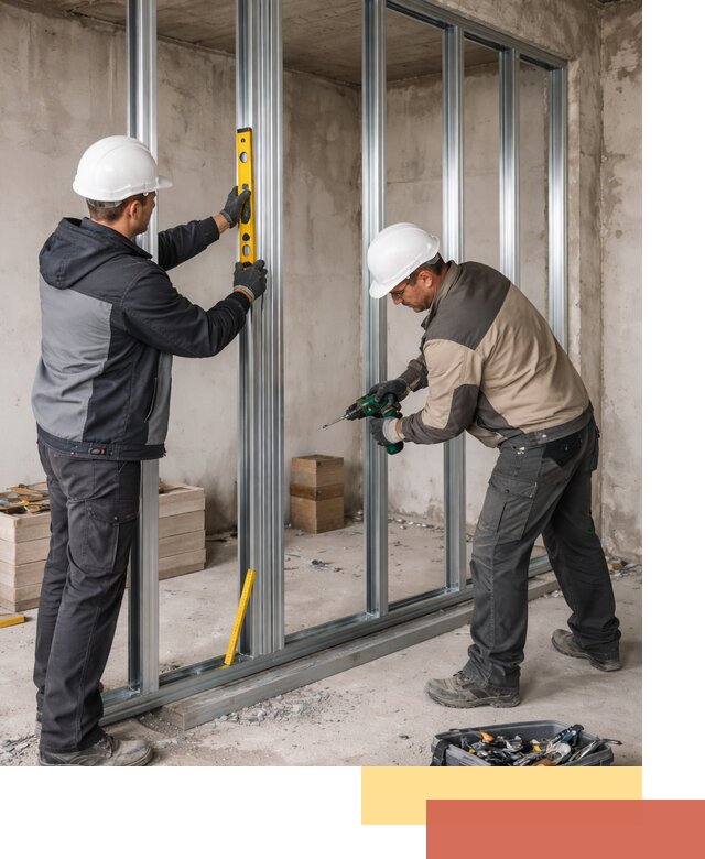 Монтаж каркаса перегородки из профиля в Кимрах