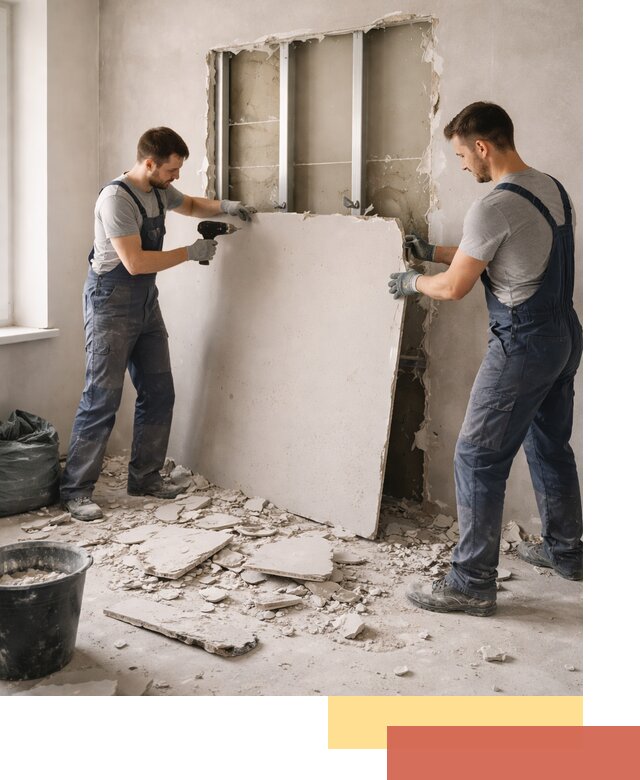 Демонтаж перегородки из гипсокартона в Кимрах быстрый и аккуратный