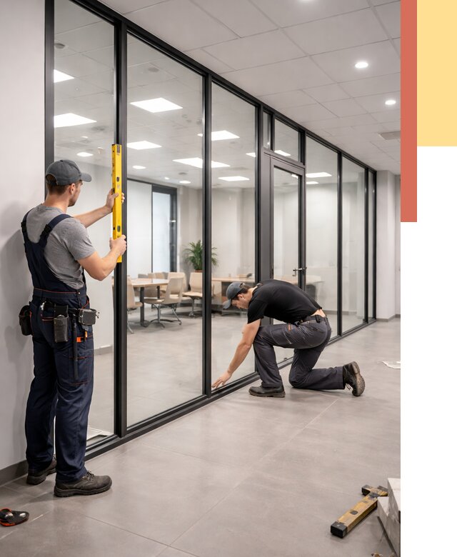 Каркасные стеклянные перегородки в Кимрах под ключ от 9604 руб. | ОТДЕЛОЧНИК-Кмы