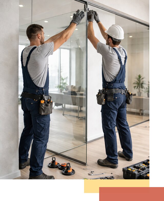 Безрамные стеклянные перегородки под ключ в Кимрах