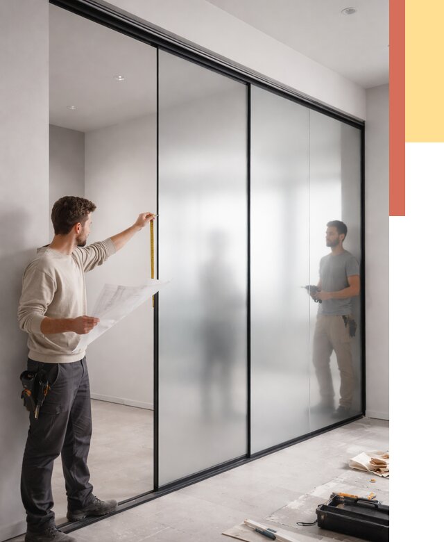 Матовые стеклянные перегородки в Кимрах от 8873 руб. — монтаж и установка | ОТДЕЛОЧНИК-Кмы