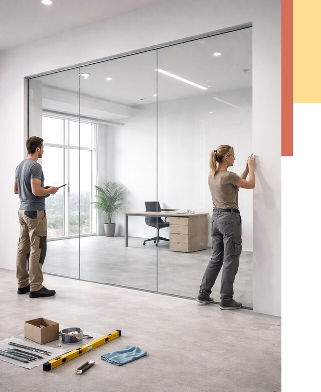 Перегородки из закаленного стекла в Кимрах от 9917 руб. под ключ | ОТДЕЛОЧНИК-Кмы