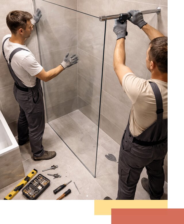 Стеклянные перегородки для душа в Кимрах — изготовление и монтаж