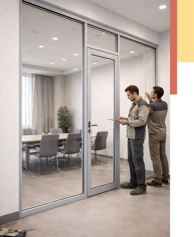 Установка и монтаж алюминиевых перегородок со стеклом в Кимрах от 8560 руб. | ОТДЕЛОЧНИК-Кмы