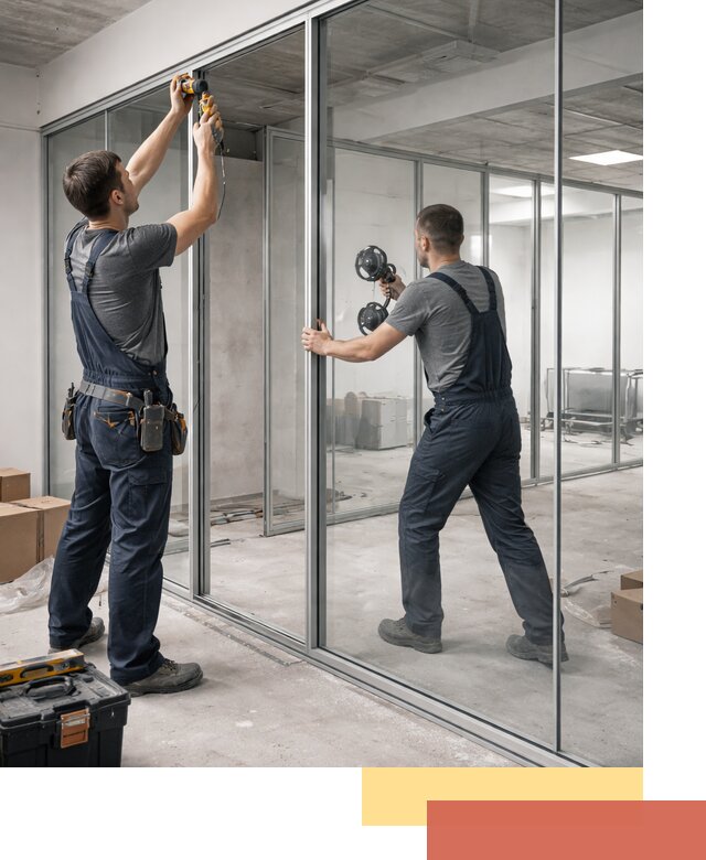 Алюминиевые перегородки со стеклом в Кимрах — изготовление и монтаж