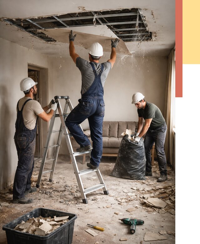 Демонтаж гипсокартонного потолка в Кимрах от 438 руб. за м2 — ОТДЕЛОЧНИК-Кмы