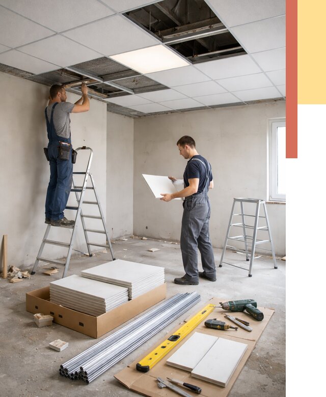 Монтаж потолка армстронг в Кимрах от 4698 руб/м2 — быстрая установка под ключ | ОТДЕЛОЧНИК-Кмы