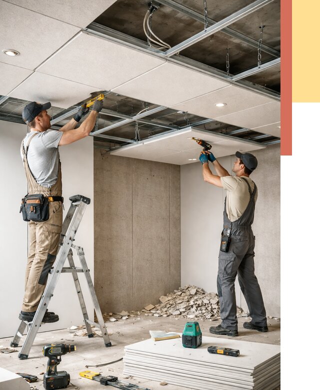 Монтаж акустического потолка в Кимрах от 6785 руб/м2 — быстро и недорого | ОТДЕЛОЧНИК-Кмы