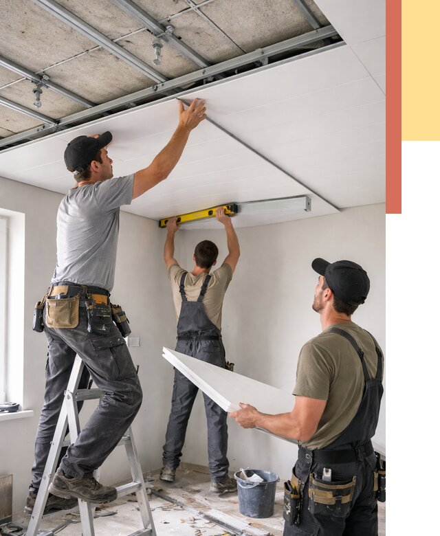 Монтаж потолка из ПВХ панелей в Кимрах от 3654 руб./м2 — быстро и недорого | ОТДЕЛОЧНИК-Кмы