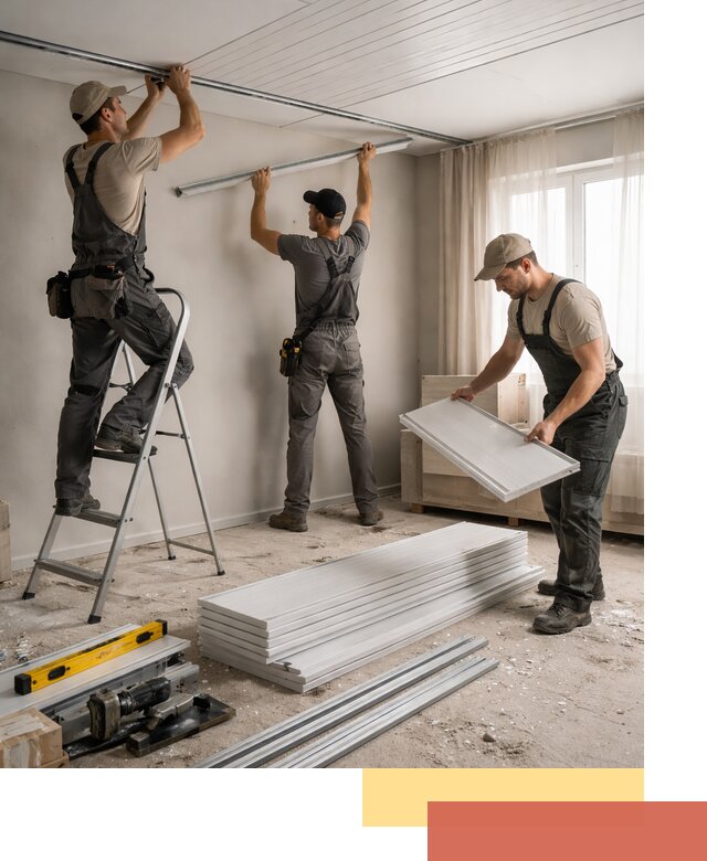 Монтаж потолка из ПВХ панелей в Кимрах оперативно и качественно