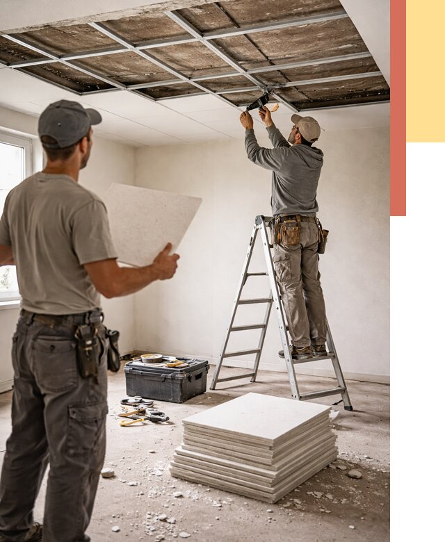 Замена плит подвесного потолка в Кимрах от 1827 руб. быстро и недорого | ОТДЕЛОЧНИК-Кмы